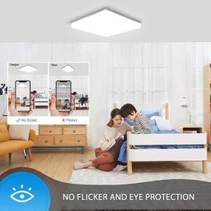 Voice Controlled Smart Life Tuya Flush Mount WiFi Zigbee Bluetooth LED Smart Ceiling Light 30W RGB+CCT Turnable White