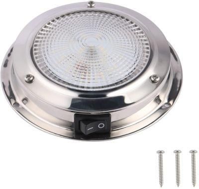4 Inches 12V 3W Stainless Steel Marine RV LED Dome Light Interior Indoor Roof Ceiling White Lamp Boat Lighting