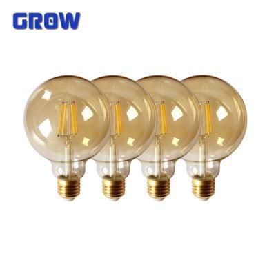 China Factory LED Filament 6W Vintage Retro Global G95 Bulb for Indoor Bar Decoration