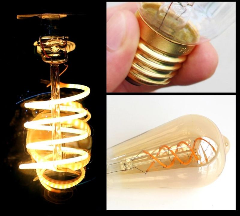 Retro LED Filament Bulb Spiral Light E27 A60 T45 St64 T185 G80 G95 G125 4W Decoration Lighting Retro Vintage Edison LED Lamp