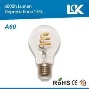 5.5W 600lm A60 E27 New Dimmable Spiral Filament Bulb LED Light