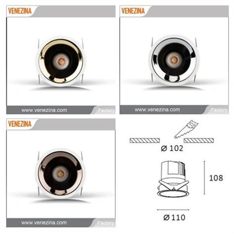IP44 15W/20W Round Fixed COB LED Spotlight Slim Trim Recessed LED Downlight Cutout 102mm