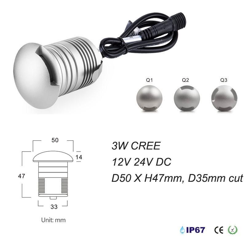 IP67 3W LED Light 12V 24V 3 Watt LED Spot Light for Outdoor Garden Landscape Lighting CREE Xbd Downlight Lamp