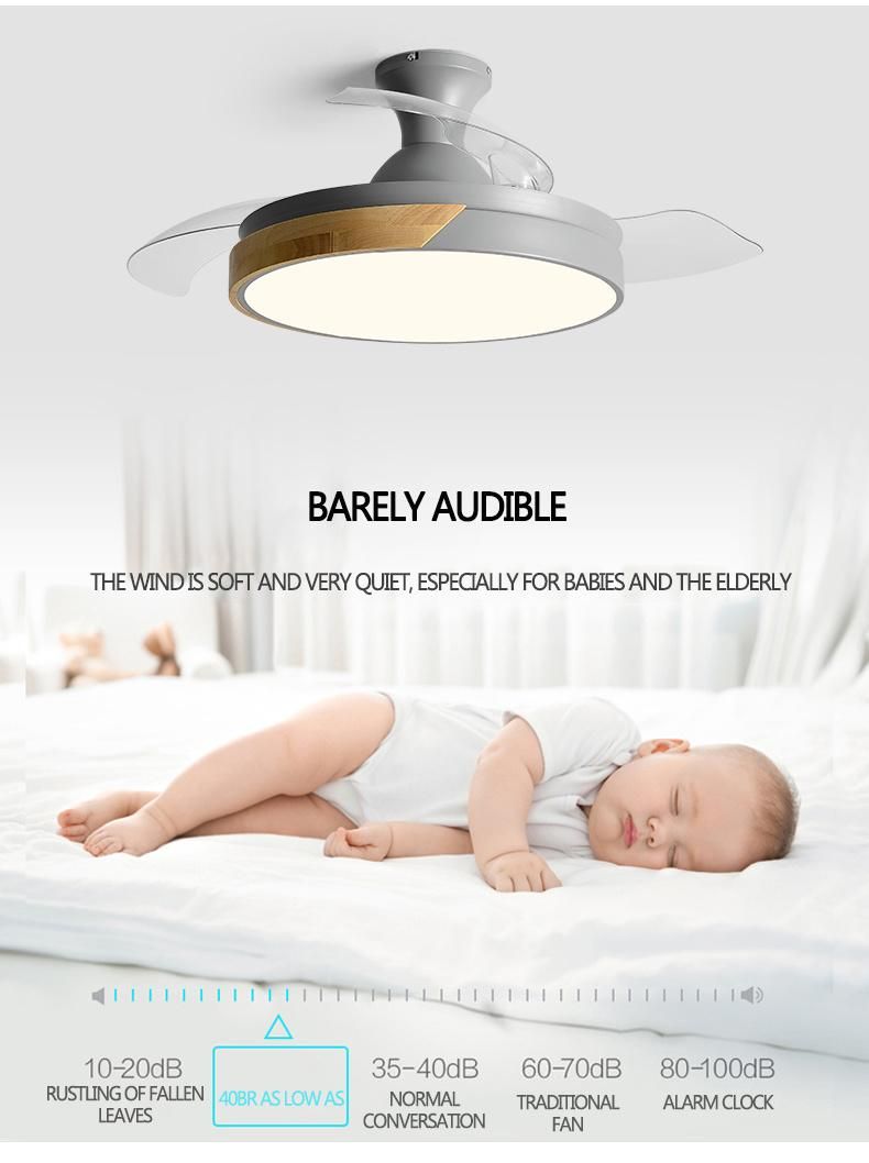 New Designer Ceiling Cans Modern with Light Remote Control Retractable Bladeless Air Cooling Fan with Colorful Light