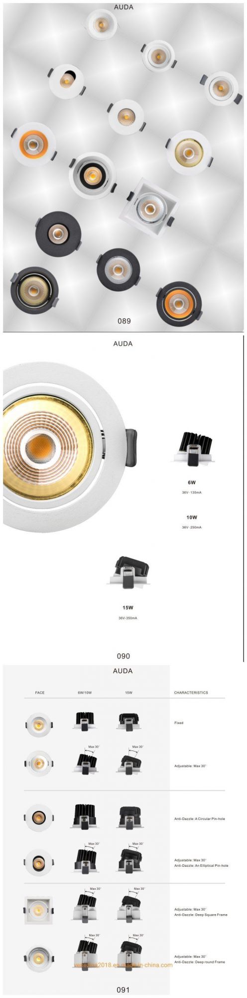 R6937 Modern Style 6-Frames Available 6W700lm/10W1200lm LED Spotlight