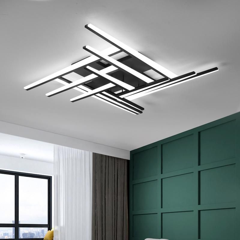 Modern Black Strip LED Acrylic Ceiling Lamp Hanging Light for Living Room