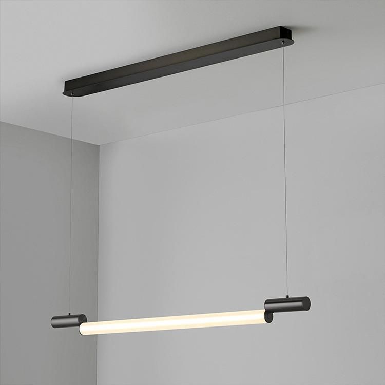 Nordic Long LED Creative Designer Office Front Desk Dining Room Lighting Fixtures Modern Black Pendent Light