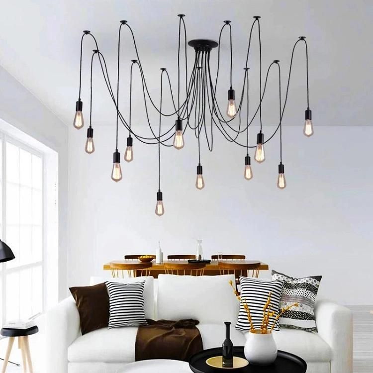 Wholesale Price 8 Arms Rustic Modern Retro Adjustable DIY Ceiling Spider Chandelier Lamp Pendant Light