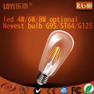 St64 220V E26/E27 6W 2700k Clear Glass Filament LED Bulb