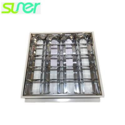 Recessed Louver Grille Fixture with LED T8 Glass Light Tubes 4X9w Pure White