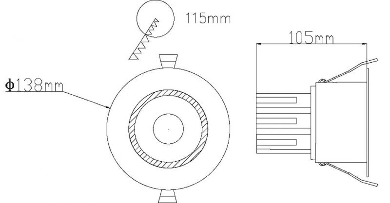 30W 40W Spotlight Down Light 140mm Cutout LED Downlight