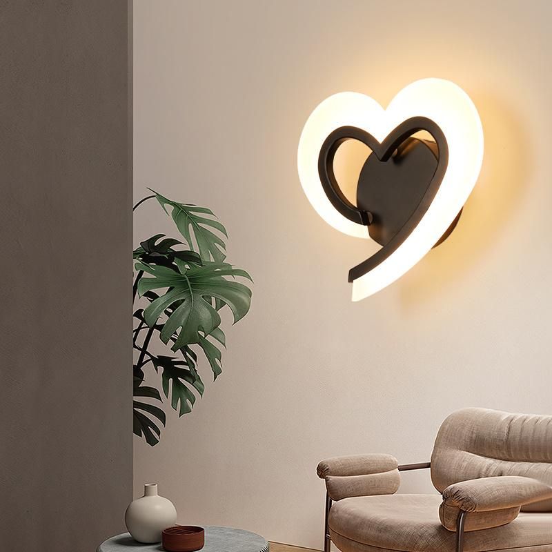 Romantic Heart Shape Acrylic Lights LED Wall Lamp Stair Bedside Indoor Light