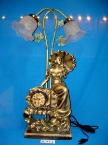 Unique Lamp with Clock with Resin Lady Base