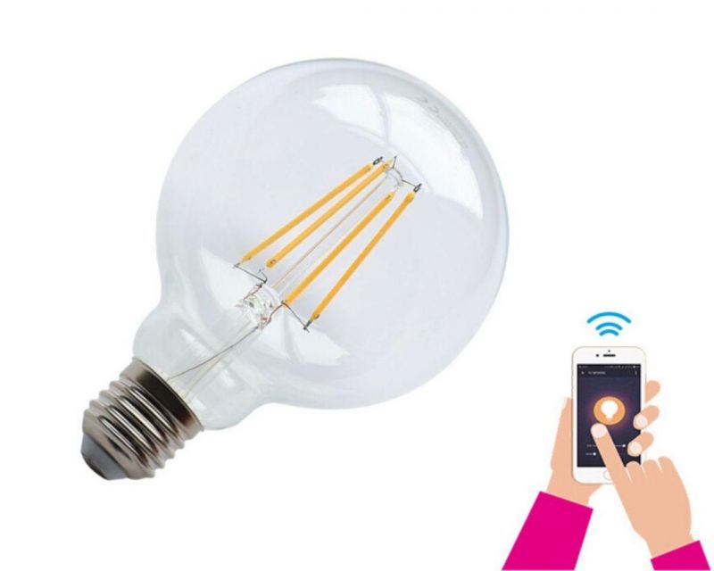 WiFi Control LED Vintage Filament Bulbs G95 Dimmable LED Globe Lamp E27 Base LED Light 8W LED Bulb with Ce RoHS