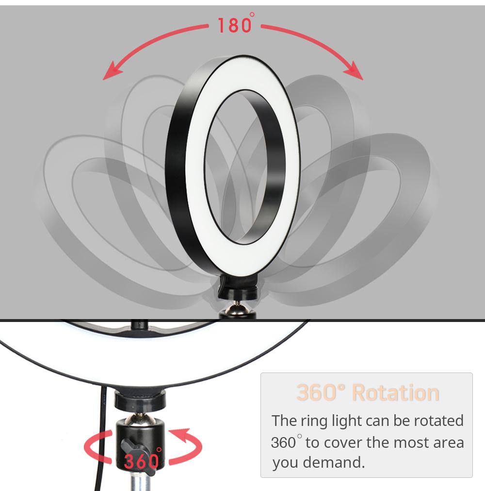 LED Ring Light Photography Lighting Selfie Lamp USB Dimmable with Tripod for Youtube Makeup Video Live Photo Studio