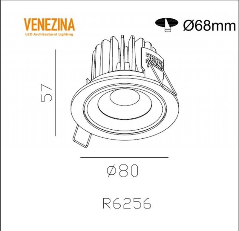 Recessed Downlight 6W/10W for Indoor Project Tridonic Driver CREE Chip LED Ceiling Light LED Spot Light LED Light LED Down Light