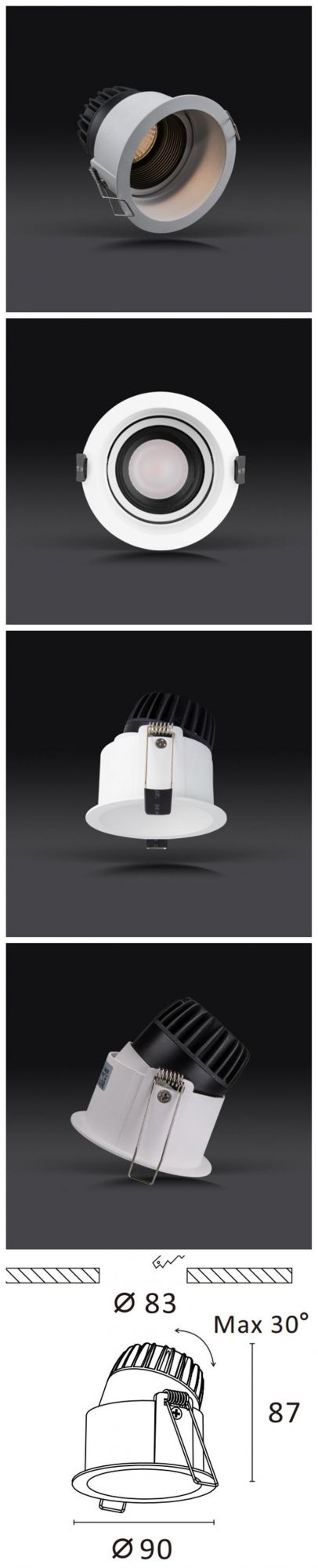 Aluminum COB LED Ceiling Light with Honey Comb, LED Spotlight with 5 Years Warranty