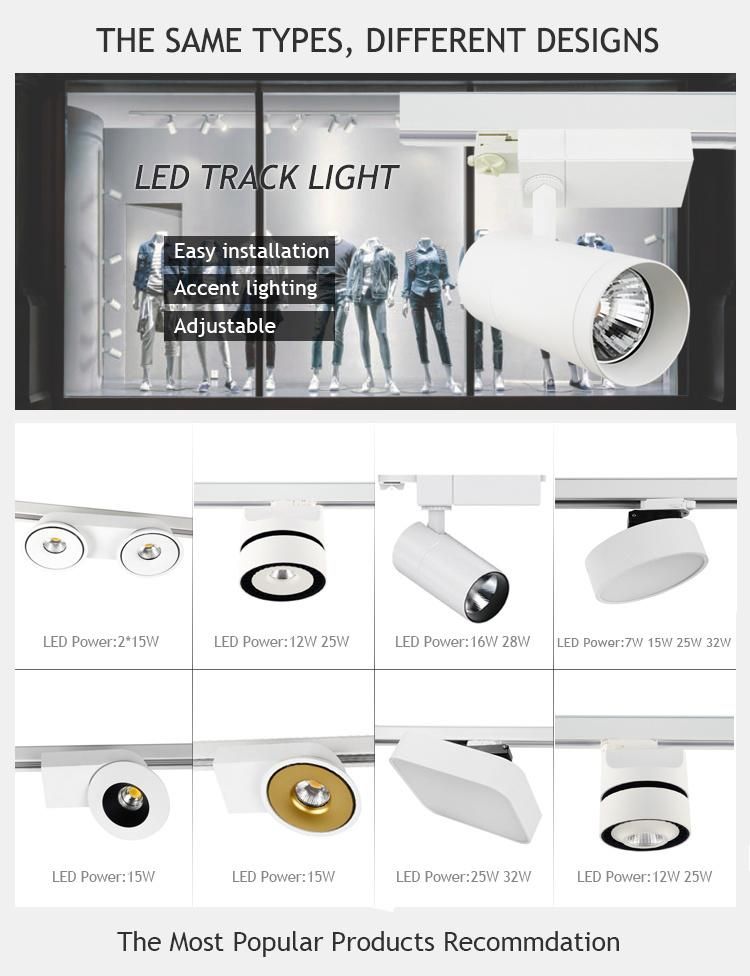 32W Aluminum Factory Adjustable LED Spot Track Light for Commercial Chain Store Shop and Wholesale Tracklight