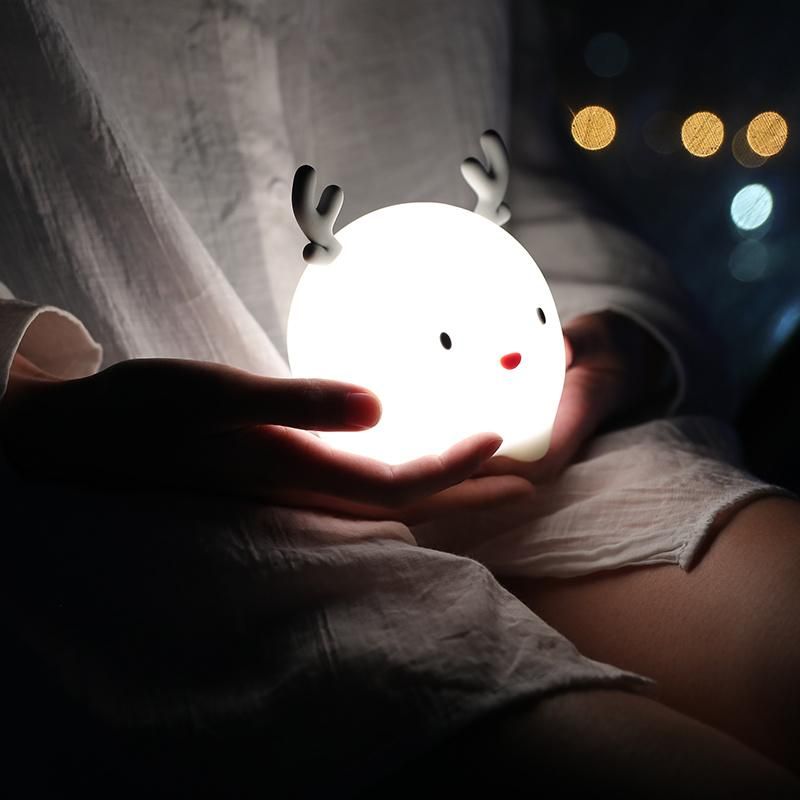 New Arrival USB Rechargeable Silicone Sleep LED Table Desk Deer Lamp Night Light for Kids