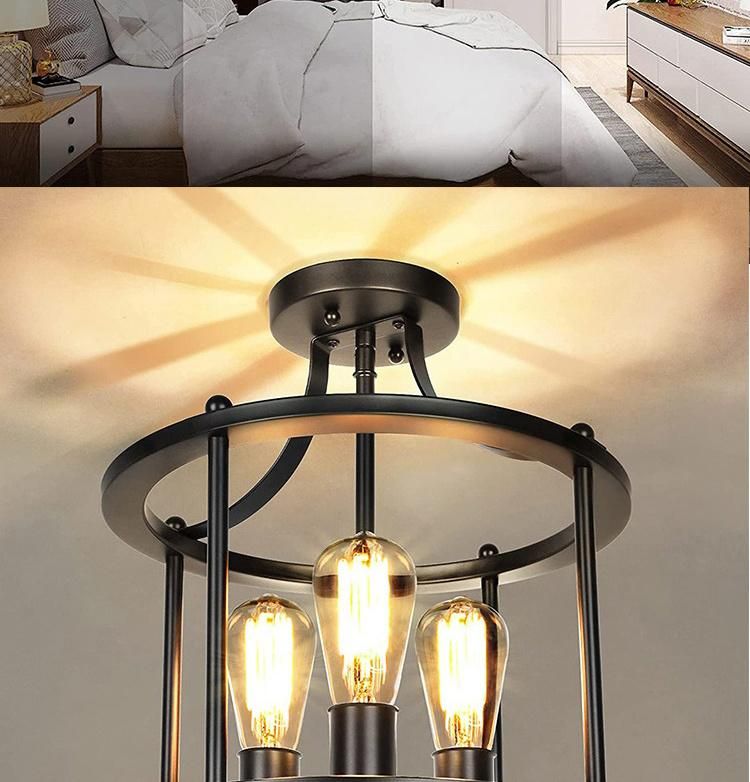 American Style Ceiling Lamp Retro Industrial Style Wrought Iron Dining Room Bedroom Ceiling Lamp