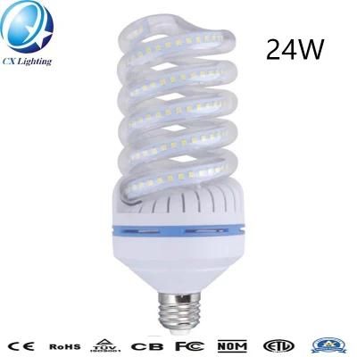 E27 24W Spiral Glass LED Energy Saving Lamp