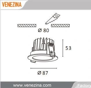 Venezina High Power 15W COB LED Down Light Fixed Recessced LED Downlight IP44