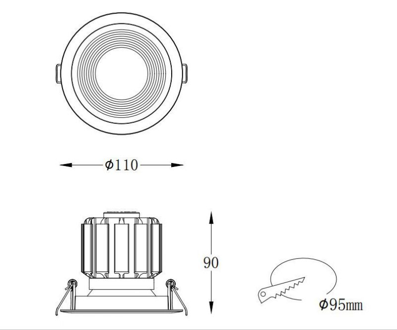 Non-Adjustable LED Lights IP44 12W 20W Recessed COB LED