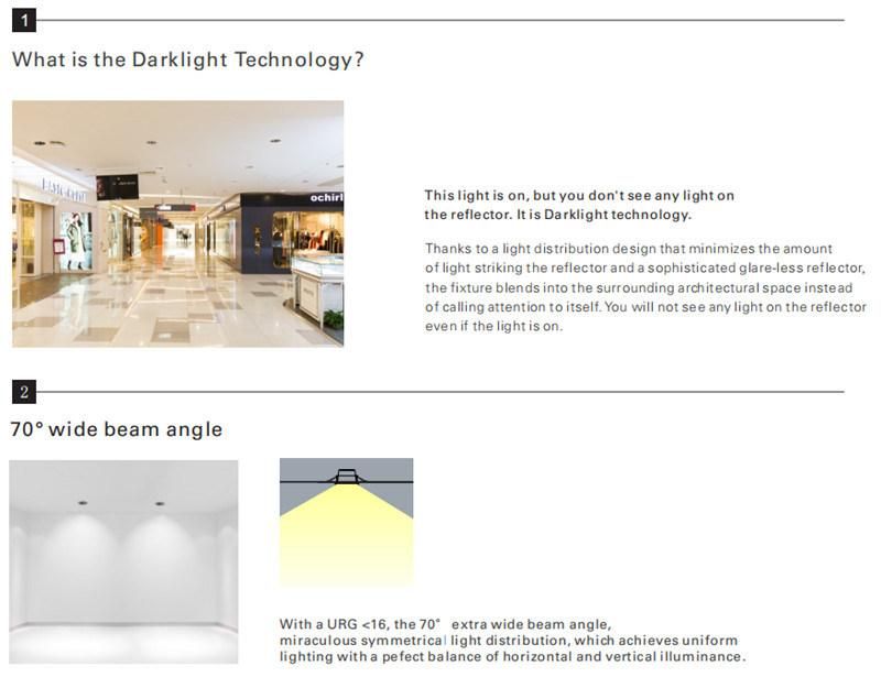 Factory Lighting CCT Adjustable LED Downlight with Darklight