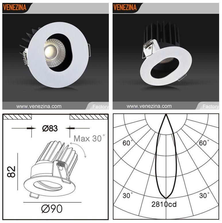 COB LED Light Source Good Performance Recessed Down Spotlight