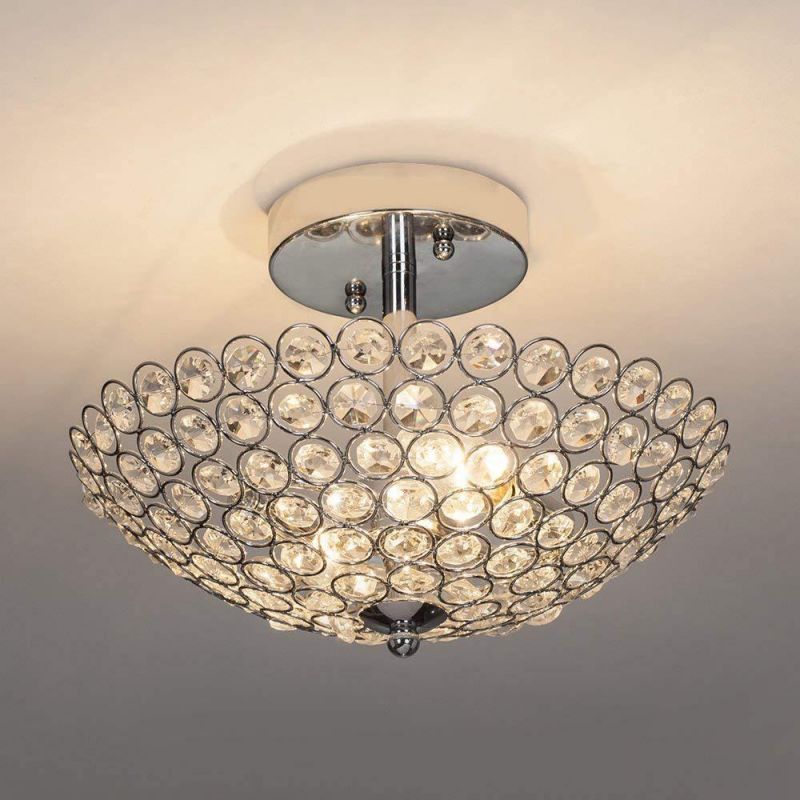 Modern Chrome Ceiling Lamp Decorative Semi Flush Mounted Bedroom Dining Room Crystal Ceiling Lights