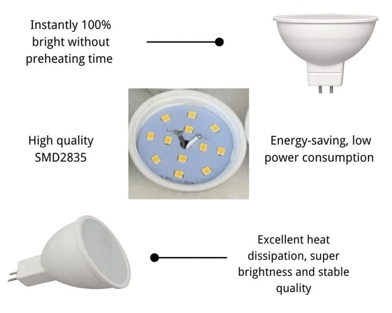 Energy Saving Lamps Lighting LED Bulbs MR16 Decorative Spotlight Gu5.3 6.5W LED Lamps Light with Ce RoHS