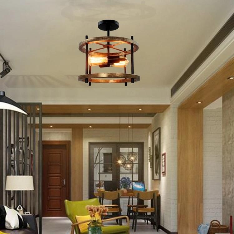 Matte Black Semi Recessed Ceiling Light Fixtures 2 Lights E26 Farmhouse Pendant Light Retro Industrial Ceiling LED Chandeliers