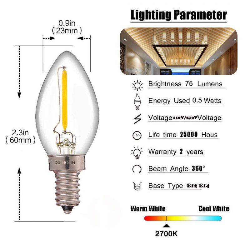 110V E12 E14 C7 Filament Buddha Bulb