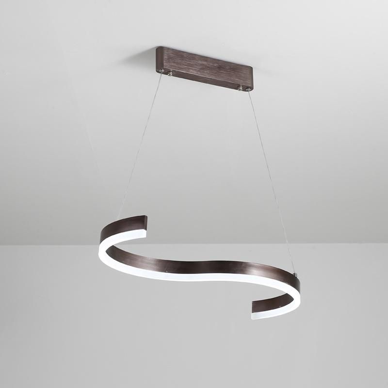 Aluminum Room Acrylic Modern S Shape LED Pendant Light Chandelier Hanging Adjustable