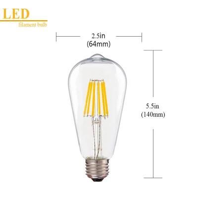 2700K St64 6W E27 LED Bulb COB Retro Lamp