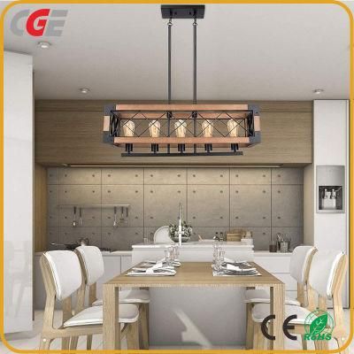 Rectangular Chandelier 5 Bulbs Farmhouse Chandeliers Island Ceiling Lighting Fixture Industrial Retro Pendant Light