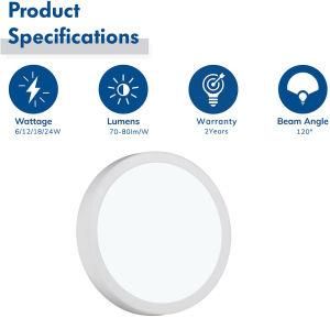 Quality Supply Round LED 6W Surface Mounted Slim Panel Light 2021 Hole Size Round Surface Mounted LED Panel Light Ceiling Panel Light