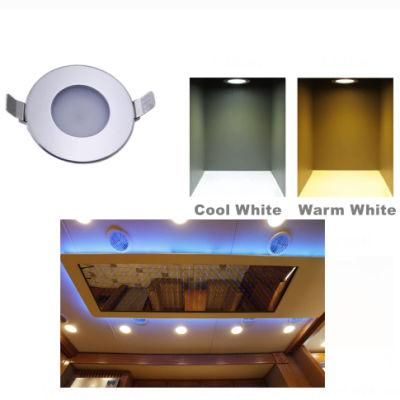 Stainless Steel Round Boat Cabin Light White Blue Marine Boat LED Courtesy Lights