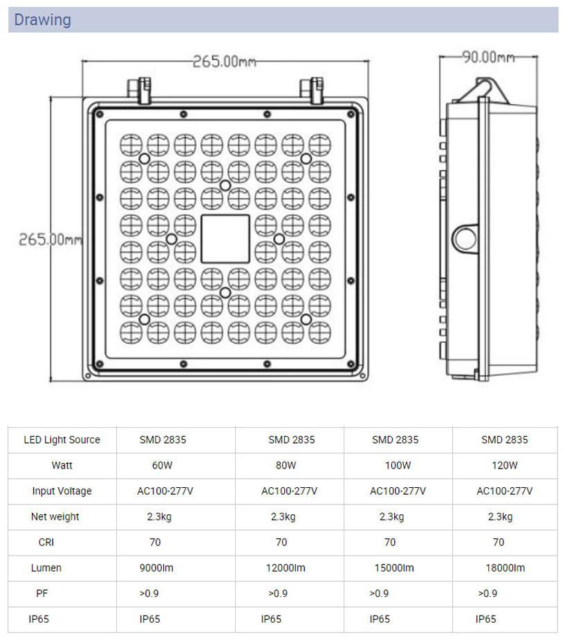 100W 120W Industrial Workshop Warehouse Canopy LED High Bay Light