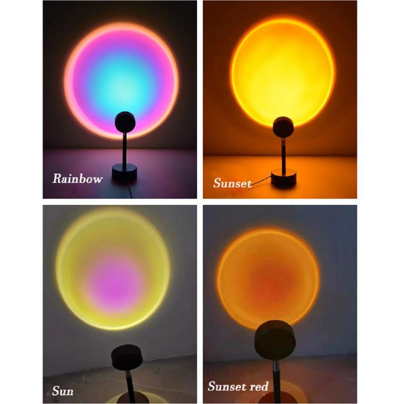 Shopify Service--Night Light Projector LED Lamp, USB Rotation Rainbow Projection Lamp Romantic LED Light Sunset Night Light for Home Party Decor