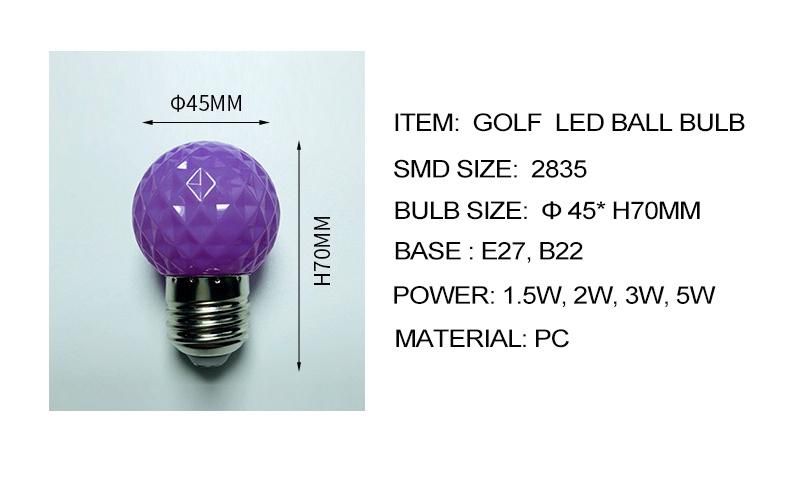 1W 3W G45 Holiday Christmas LED Colorful Light Ball Bulb