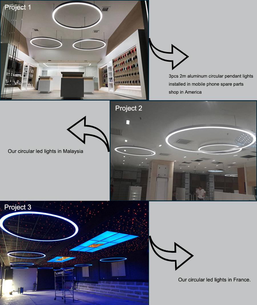 Aluminum Profile Round Circular LED Pendant Light for Office/Shopping Mall/Shop
