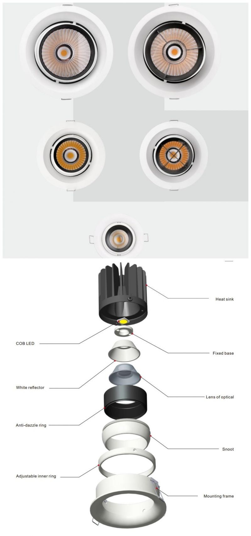 R6924 Modern Style Round COB 6W LED Spot Light Adjustable Spotlight