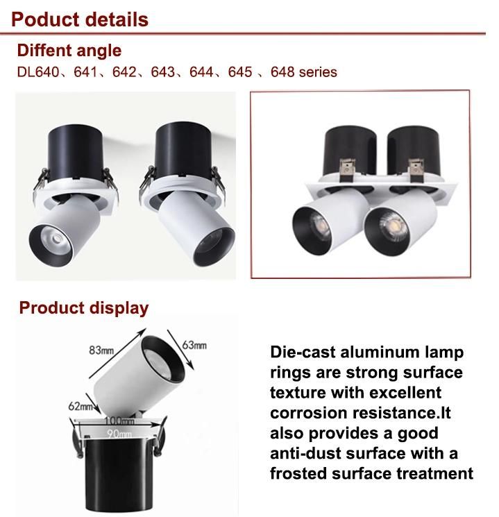 Aluminium Embedded Recessed Rust Prevention IP20 Square 1 Head 2 Heads 3 Heads LED Downlight