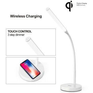 Ht8236tx LED Table Lamp Qi Certificate Quick Charge Wireless Charger Dim Color Change Modern Desk Lamp