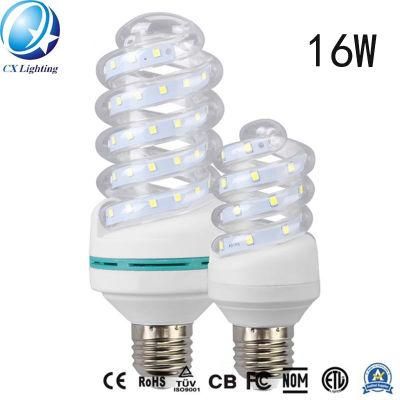 E27 16W Spiral Glass LED Energy Saving Lamp