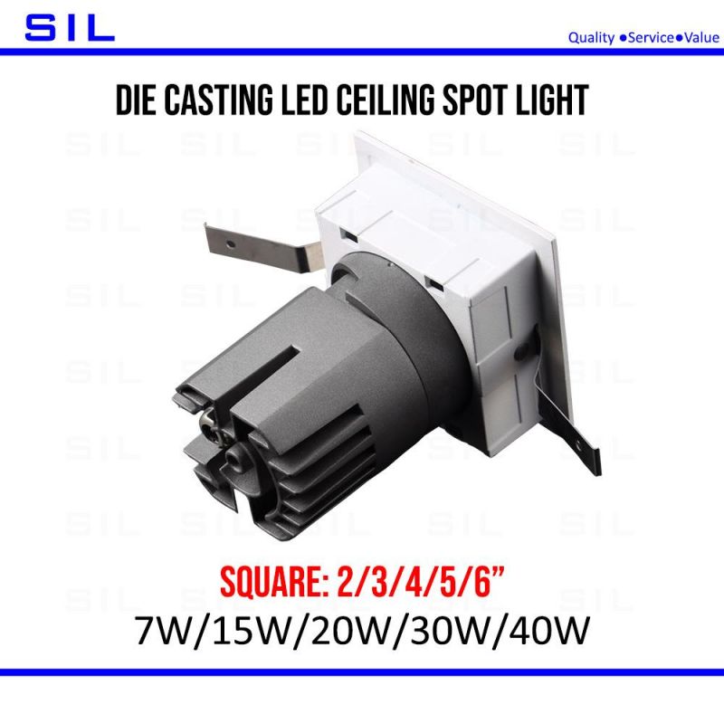 Indoor Lighting Tiltable Square Spot Light LED Spotlight Cabinet Light 15W LED Spotlight