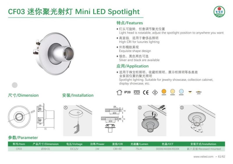 LED High Lumen Showcase Display Lighting Cabinet Lighting Focus Spot Light