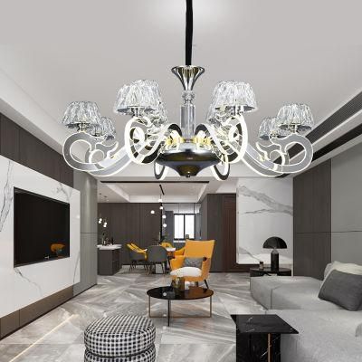 Dafangzhou 256W Light China MID Century Ceiling Light Factory Chandelier with Fan Chrome Frame Material Pendant Lamp for Hall