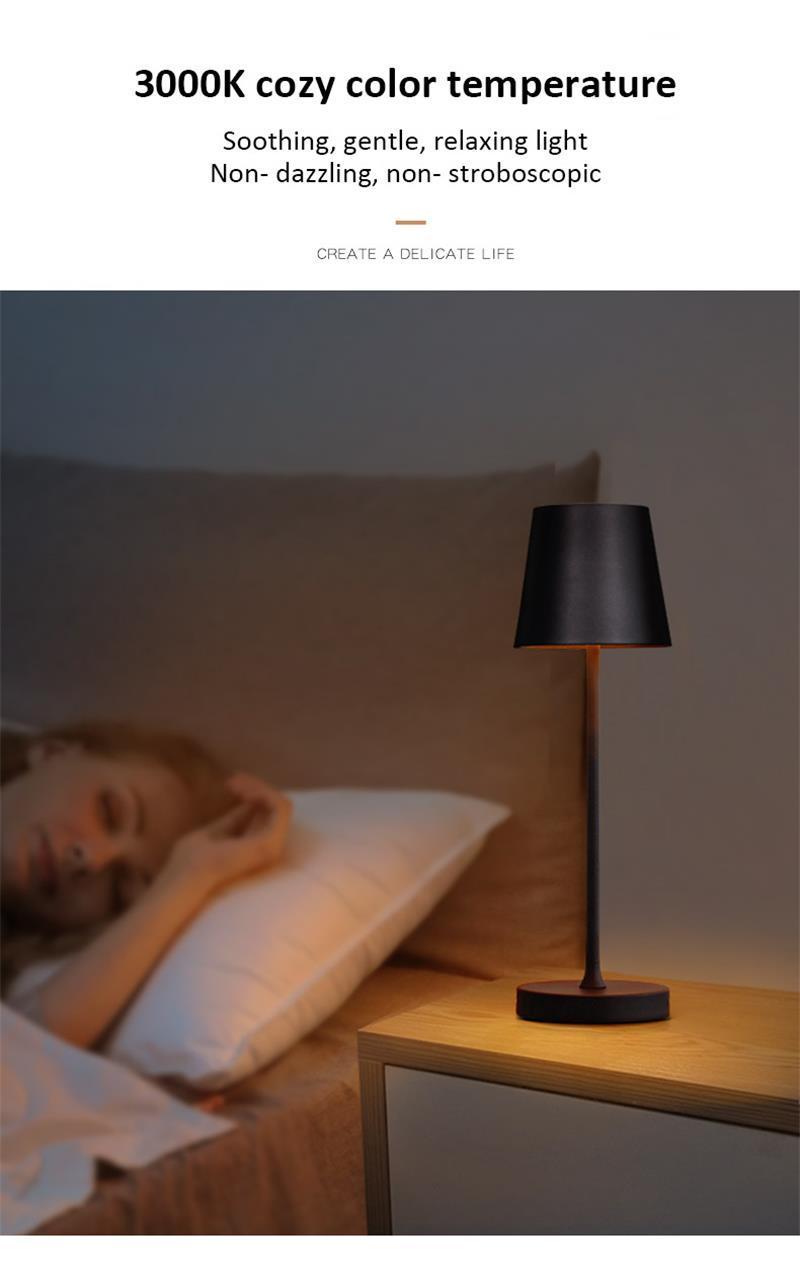 Contemporary Nordic Classic Form Rechargeable Touch Control Wireless LED Lamp Aluminum Metal Table Lamp Bedside Lamp